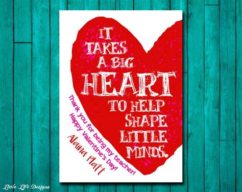 teacher valentines day card personalized teacher valentine etsy