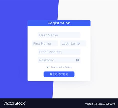 register form web page design royalty  vector image