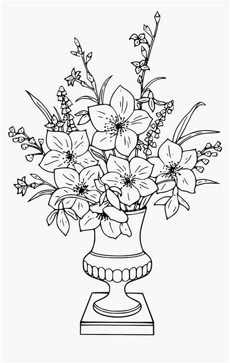 flower vase colouring pages hd png  kindpng
