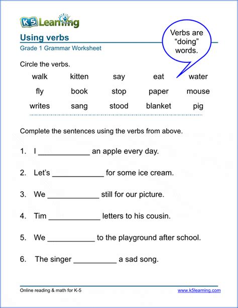 verb worksheets  learning
