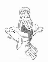 Coloring Dolphin Mermaids Ladybug sketch template