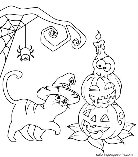halloween cat  jack olantern coloring pages halloween cats