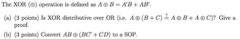 solved  xor  operation  defined    ab ab  cheggcom
