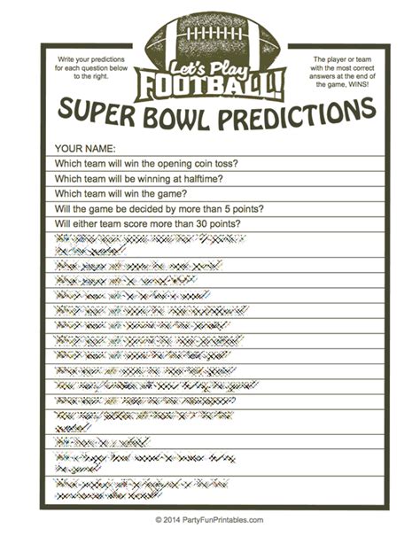 super bowl party game   predict    obvious