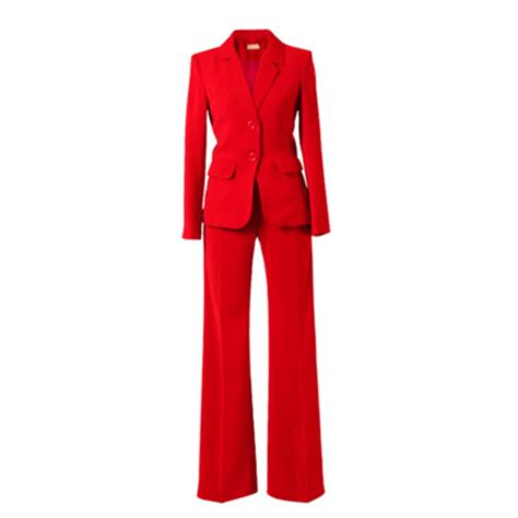 Red Pant Suits Women New High End Fashion Professional Two