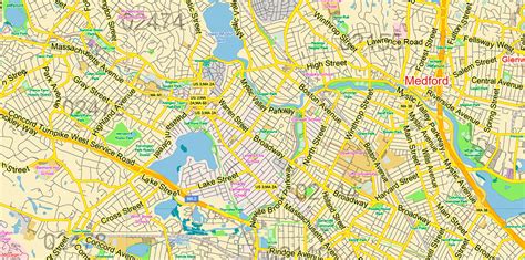 boston massachusetts us pdf vector map exact city plan low