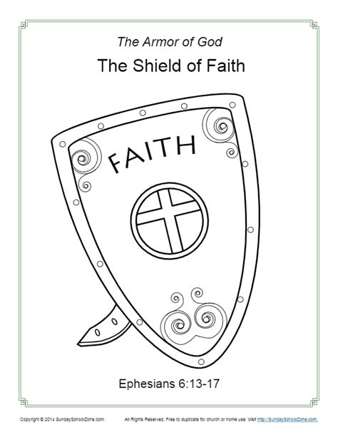 shield  faith coloring page armor  god  kids
