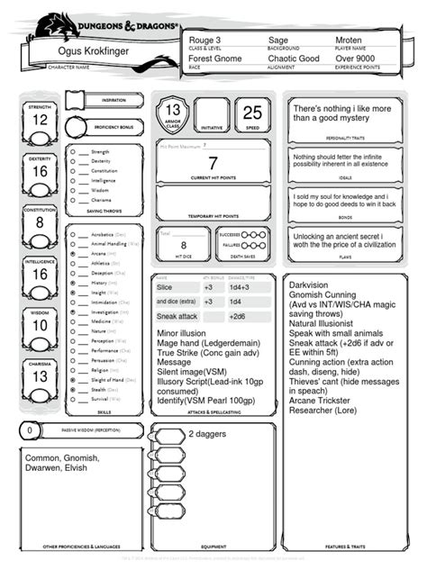 dnd5echaractersheet form fillable gaming role playing games