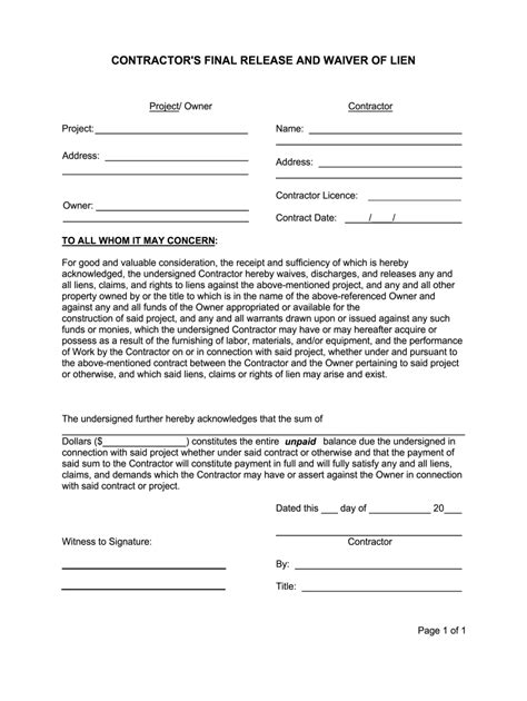 printable lien waiver form fill  sign  dochub