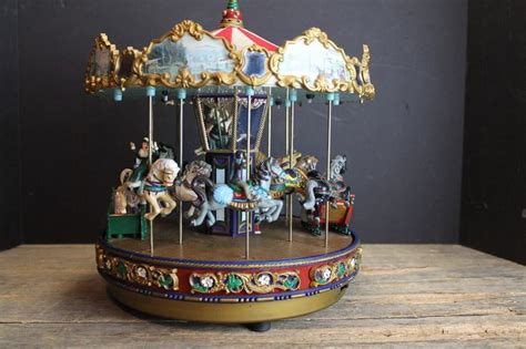 vintage  christmas  carousel lights   movement etsy  christmas play