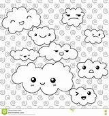Coloring Clouds Cute Cloud Illustration Vector Preview sketch template