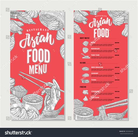 asian food restaurant menu sketch template stock vector 585068449 shutterstock