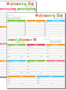 printable meal planner  grocery list template business psd excel