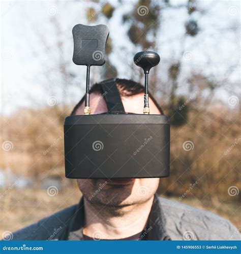 man manages fpv drone  vr glasses stock image image  glasses technology