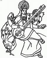 Saraswati Coloring Pages Drawing Line Goddess Maa Sketches Cliparts Gods Goddesses Clipart Mata Hindu Greek Book Drawings Popular Favorites Add sketch template