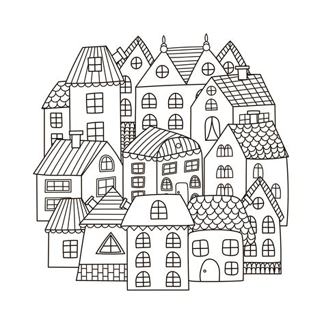 coloring pages houses home etsy