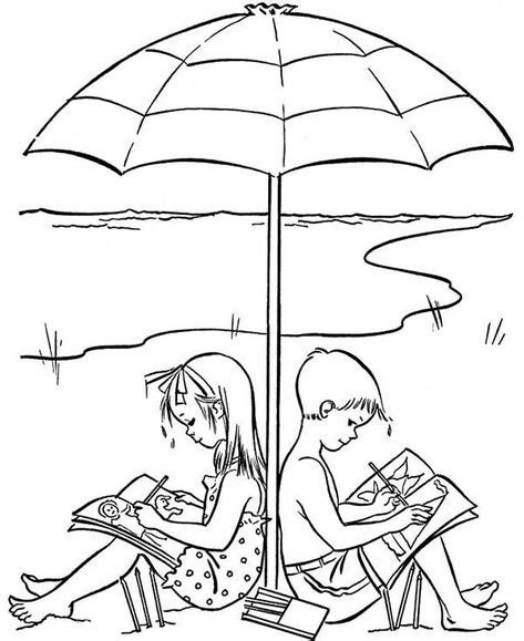 beach vacation  happy drawing  beach holiday coloring page