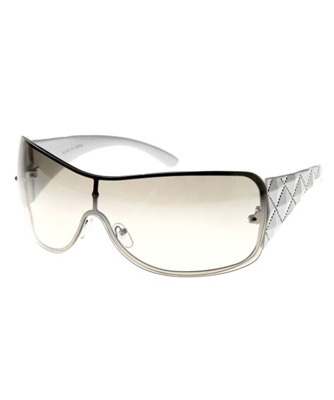 designer inspired shield wrap sunglasses white