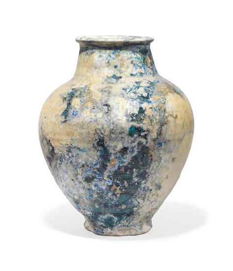 A Large Turquoise Blue Glazed Pottery Vase Kashan Iran 12th Century