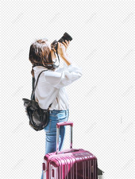 tourist pink white camera woman white woman png hd transparent image  clipart image