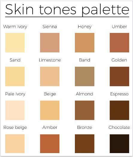 natural skin tones colors  skin tone skin color palette skin palette
