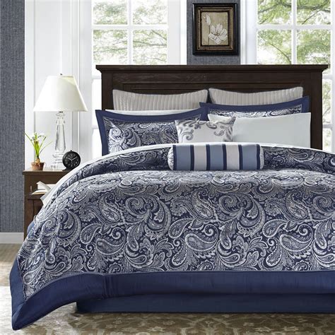 navy blue  white king size bedding cree home