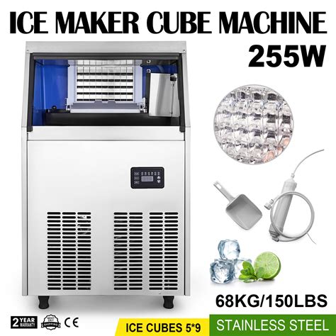 Vevor 110lbs Auto Commercial Ice Maker Ice Cube Machine With Water