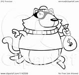 Robbing Bank Cat Clipart Cartoon Outlined Coloring Vector Thoman Cory Royalty sketch template