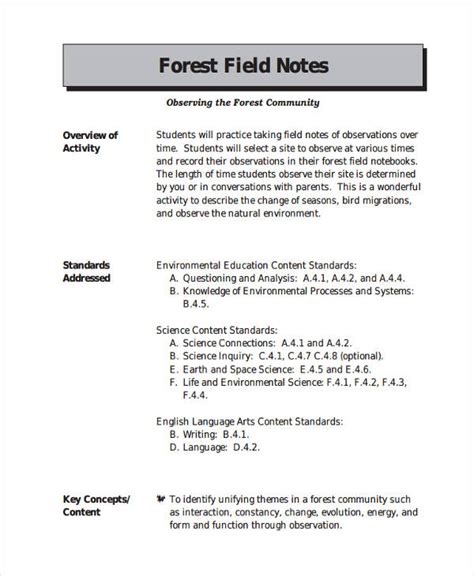 field note  examples format  examples
