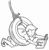 Tire Coloring Pages Swing Car Boy Play Color Outline Popular sketch template