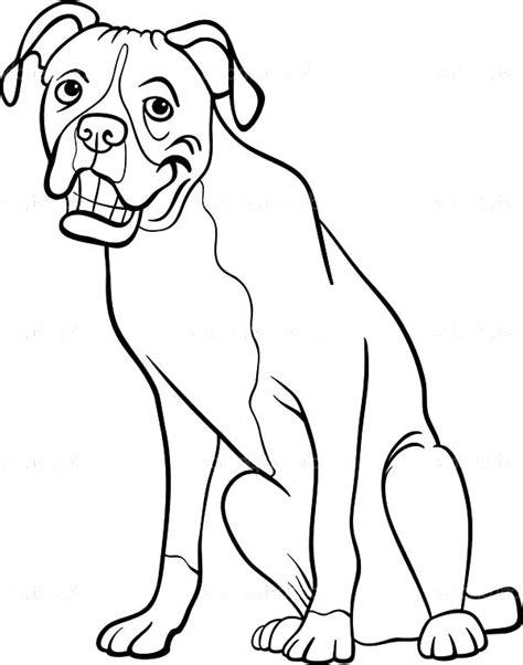 boxer dog cartoon  coloring book coloring page  place  color