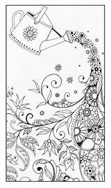 Coloring Pages Book Adult Watering Printable Color Adults Para Colorear Drawing Flowers Children Crafts sketch template