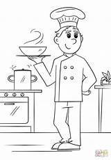 Cartoon Kleurplaat Chefs Chefkok Pobarvanke Dibujosnet Profesiones Categorieën sketch template