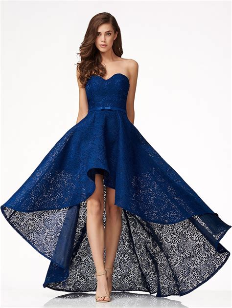 lace high  strapless evening cocktail dress