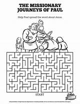 Paul Missionary Sunday School Activities Maze Bible Activity Kids Journey Journeys Mazes Crafts Lessons Acts Lesson Find Worksheets Para Christian sketch template