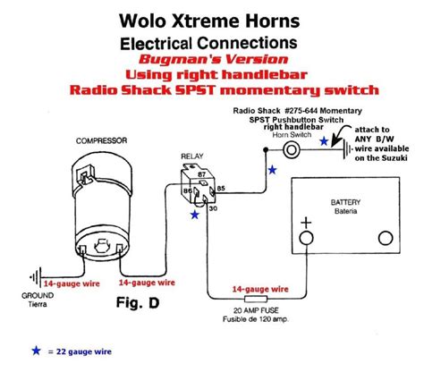 air horn wiring diagram switch dual relay  car nitro boat motor  horns car horn wire
