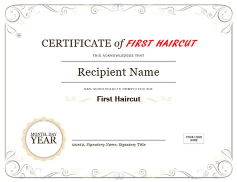 haircut certificate template  blue layouts