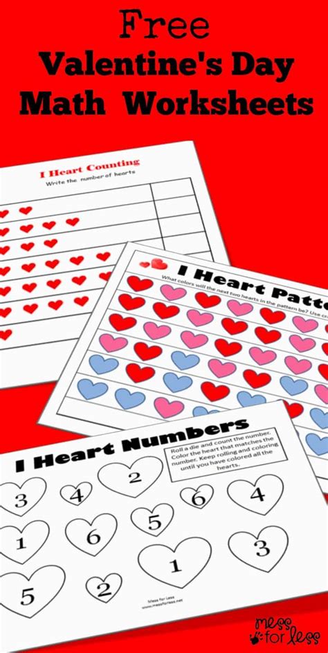 valentines math kindergarten worksheets mess