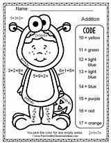 Addition Halloween Color Numbers Number Easy Three Worksheets Math Worksheet Addends Digit Smith Coloring Grade Single Kindergarten Fern Sheets Printables sketch template