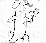 Presenting Dachshund Romantic Rose Single Clipart Cartoon Cory Thoman Outlined Coloring Vector sketch template