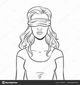 Vector Blindfolded Illustration Coloring Girl Stock Alexanderpokusay Depositphotos sketch template