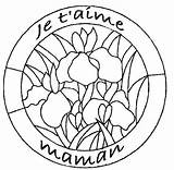 Maman Je Aime Coloriage Mandala Fete Meres Des Coloring Pages Flower Glass Colouring Stained sketch template