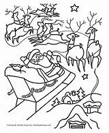 Santa Coloring Christmas Pages Reindeer Sleigh Kids Away His Santas Sheets Fly Children Holiday Sheet Honkingdonkey Library Clipart Meaning Fun sketch template