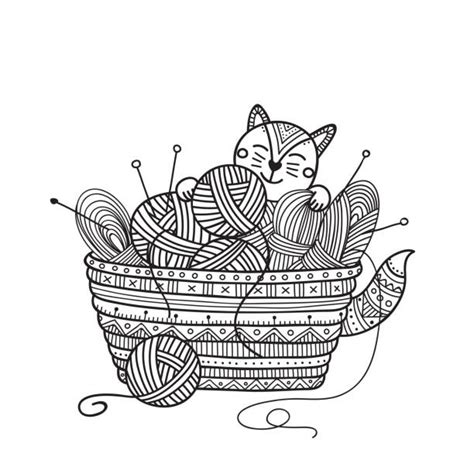 coloring page cat  yarn  popular svg file
