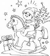 Horse Rocking Coloring Boy Christmas sketch template