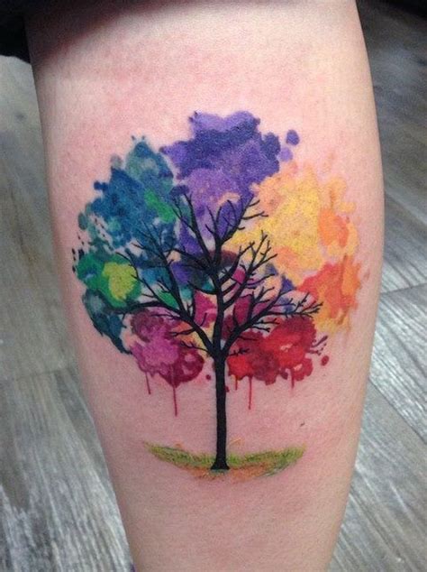 100 Most Beautiful Watercolor Tattoo Ideas Rainbow Tattoos Tree Of