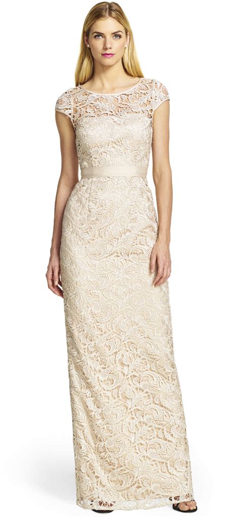 cap sleeve lace gown adrianna papell