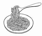 Noodle Noodles Drawing Outline Nudel Nudeln Gezeichnet Fork Platte Handzeichnung Vektorillustration Schwarzweiss Teller Frühstück Chinese Abendessen Illustrationen Wheat Breakfast Espaguetis sketch template