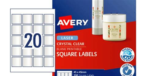 avery square labels clear  labels inkjet