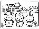 Kitty Hello Coloring Cartoons Pages Printable Drawing Characters Drawings Kb sketch template